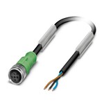 Kabel czujnika/urządzenia wykonawczego, 3-bieg., PCW, czarny RAL 9005, wolny koniec przewodu, na Gniazdo proste M12, kodowanie: A, długość kabla: 10 m