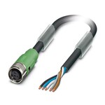 Kabel czujnika/urządzenia wykonawczego, 5-bieg., PUR, czarno-szary (RAL 7021), wolny koniec przewodu, na Gniazdo proste M12 SPEEDCON, kodowanie: A, długość kabla: 2 m