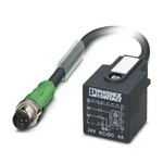 Kabel czujnika/urządzenia wykonawczego, 3-bieg., PUR bez halogenów, czarno-szary (RAL 7021), Wtyki proste M12, kodowanie: A, na Wtyk zaworowy A, z 1 LED, Układ: dioda Zenera, długość kabla: 0,3 m