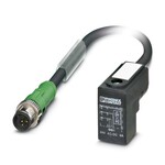Kabel czujnika/urządzenia wykonawczego, PUR bez halogenów, czarno-szary (RAL 7021), Wtyki proste M12, kodowanie: A, z 1 LED, na Wtyk zaworowy C (8 mm), z 1 LED, Układ: dioda Zenera, długość kabla: 3 m