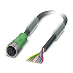 Kabel czujnika/urządzenia wykonawczego, 8-bieg., PCW, czarny RAL 9005, wolny koniec przewodu, na Gniazdo proste M12, kodowanie: A, długość kabla: 10 m