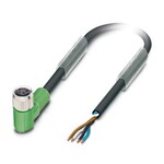 Kabel czujnika/urządzenia wykonawczego, 4-bieg., PCW, czarny RAL 9005, wolny koniec przewodu, na Gniazdo kątowy M8, kodowanie: A, długość kabla: 1,5 m