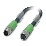 Kabel czujnika/urządzenia wyk., 17-biegun., PUR/PVC, czarny RAL 9005, ekranowany, wtyk prosty M12-SPEEDCON, kodowanie A, na gnieździe prostym, M12-SPEEDCON, długość kabla: 10 m