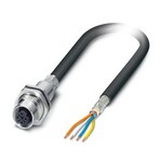 Złącze wtykowe urządzeń ścianki tylnej, PROFINET CAT5 (100 Mbit/s) CAT5 (100 Mbit/s), 4-bieg., Gniazdo, proste, M12-SPEEDCON, D-kodowanie, na wolny koniec przewodu, Szyna magistrali, długość kabla: 2 m, ten artykuł powinien być wolny od ołowiu od 1 kw. 2027 r. zgodnie z RoHS II bez wyjątku 6c (Pb 0,1%), alternatywa bezołowiowa jest dostępna z wyprzedzeniem na żądanie