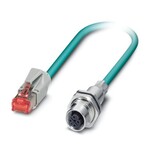 Złącze wtykowe urządzeń ścianki tylnej, stopień ochrony: IP67/IP20, długość kabla: 0,5 m, liczba biegunów: 4, 100 Mbit/s, CAT5, wyprowadzenie kabla: proste, Ethernet, 2x2xAWG26/7, SF/UTP, morski RAL 5021