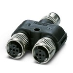 Rozdzielacz Y, 3-bieg., nieekranowany, Wtyki proste M12 SPEEDCON, kodowanie: A, na Gniazdo proste M12 SPEEDCON, kodowanie: A, z 3 LED i Gniazdo proste M12 SPEEDCON, kodowanie: A, z 3 LED