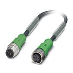 Kabel czujnika/urządzenia wykonawczego, 5-bieg., PCW, czarny RAL 9005, Wtyki proste M12, kodowanie: A, na Gniazdo proste M12, kodowanie: A, długość kabla: 0,6 m