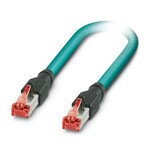 Konfekcjonowany kabel Ethernet, ekranowany, 4-parowy, AWG 26 giętki (7-drutowy), RAL 5021 (błękitny), wtyk RJ45/IP20 na wtyk RJ45/IP20, Line, długość 0,3 m