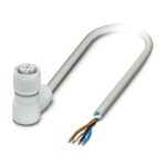 Kabel czujnika/urządzenia wykonawczego, 4-bieg., PP-EPDM, szary RAL 7035, wolny koniec przewodu, na Gniazdo kątowy M12, kodowanie: A, długość kabla: 1,5 m, Hygienic Design, z cz. radełkowaną z tworz.