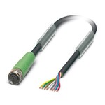 Kabel czujnika/urządzenia wykonawczego, 8-bieg., PUR bez halogenów, czarno-szary (RAL 7021), wolny koniec przewodu, na Gniazdo proste M8, kodowanie: A, długość kabla: 1,5 m
