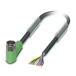 Kabel czujnika/urządzenia wykonawczego, 8-bieg., PUR bez halogenów, czarno-szary (RAL 7021), wolny koniec przewodu, na Gniazdo kątowy M8, kodowanie: A, długość kabla: 1,5 m