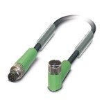 Kabel czujnika/urządzenia wykonawczego, 8-bieg., PUR bez halogenów, czarno-szary (RAL 7021), Wtyki proste M8, kodowanie: A, na Gniazdo kątowy M8, kodowanie: A, długość kabla: 0,3 m