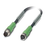 Kabel czujnika/urządzenia wykonawczego, 5-bieg., PUR bez halogenów, czarno-szary (RAL 7021), Wtyki proste M8, kodowanie: B, na Gniazdo proste M8, kodowanie: B, długość kabla: 1,5 m
