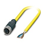 Kabel czujnika/urządzenia wykonawczego, 5-bieg., PCW, żółty, ekranowany, wolny koniec przewodu, na Gniazdo proste M12, kodowanie: A, długość kabla: 10 m