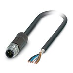Kabel czujnika/urządzenia wykonawczego, 5-bieg., PE-X/PE-X bez halogenów, czarno-szary (RAL 7021), ekranowany, Wtyki proste M12, kodowanie: A, na wolny koniec przewodu, długość kabla: 10 m, do zastosowań na zewnątrz, z zakotwiczonym radełkiem ze stali szlachetnej