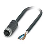 Kabel czujnika/urządzenia wykonawczego, 5-bieg., PE-X/PE-X bez halogenów, czarno-szary (RAL 7021), ekranowany, wolny koniec przewodu, na Gniazdo proste M12, kodowanie: A, długość kabla: 5 m, do zastosowań na zewnątrz, z zakotwiczonym radełkiem ze stali szlachetnej