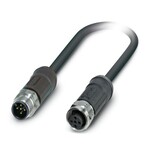Kabel czujnika/urządzenia wykonawczego, 5-bieg., PE-X/PE-X bez halogenów, czarno-szary (RAL 7021), ekranowany, Wtyki proste M12, kodowanie: A, na Gniazdo proste M12, kodowanie: A, długość kabla: 5 m, do zastosowań na zewnątrz, z zakotwiczonym radełkiem ze stali szlachetnej