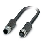 Kabel czujnika/urządzenia wykonawczego, 8-bieg., PE-X bez halogenów, czarno-szary (RAL 7021), Wtyki proste M12, kodowanie: A, na Gniazdo proste M12, kodowanie: A, długość kabla: 5 m, do zastosowań na zewnątrz, z zakotwiczonym radełkiem ze stali szlachetnej