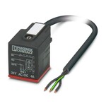 Kabel czujnika/urządzenia wykonawczego, 3-bieg., PUR bez halogenów, czarny RAL 9005, wolny koniec przewodu, na Wtyk zaworowy A, z 1 LED, Układ: dioda Zenera, długość kabla: 1,5 m, do zastosowań na zewnątrz, ze śrubą centralną ze stali szlachetnej i dodatkową uszczelką silikonową (czerwona)