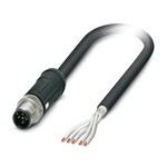 Kabel czujnika/urządzenia wykonawczego, 5-bieg., PE-X bez halogenów, czarny, ekranowany, Wtyki proste M12 SPEEDCON, kodowanie: A, na wolny koniec przewodu, długość kabla: 0,5 m, Do zastosowań w kolejnictwie