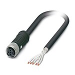 Kabel czujnika/urządzenia wykonawczego, 5-bieg., PE-X bez halogenów, czarny, ekranowany, wolny koniec przewodu, na Gniazdo proste M12 SPEEDCON, kodowanie: A, długość kabla: 5 m, Do zastosowań w kolejnictwie