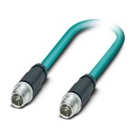 Kabel sieciowy, Ethernet CAT6subA/sub (10 Gb/s), CC-Link IE CAT6subA/sub (10 Gb/s), 8-bieg., PUR bez halogenów, morski RAL 5021, ekranowany (Advanced Shielding Technology), Wtyki proste M12, kodowanie: X / IP67, na Wtyki proste M12, kodowanie: X / IP67, długość kabla: 1 m