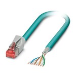 Konfekcjonowany kabel ethernetowy, CAT6, ekranowany, 4-parowy, AWG 26 elastyczny (7-drutowy), RAL 5021 (niebieski), styk męski RJ45/IP20, na swobodną końcówkę, line, długość 2 m