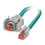 Konfekcjonowany kabel ethernetowy, ekranowany, 4-parowy, AWG26 giętki (7-żyłowy), RAL 5021 (błękitny), wtyk RJ45/IP67, szary, na wtyk RJ45/IP20, Line, długość 5 m
