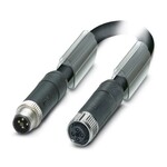 Kabel mocy, 4-bieg., PUR bez halogenów, czarno-szary (RAL 7021), Wtyki proste M12, kodowanie: T, na Gniazdo proste M12, kodowanie: T, długość kabla: 4 m, do prądu stałego do 12 A / 63 V