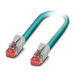 Konfekcjonowany kabel ethernetowy, ekranowany, 4-parowy, AWG26 giętki (7-drutowe żyły), RAL 5021 (błękitny), wtyk RJ45/IP20 na wtyk RJ45/IP20, Line, długość 10 m