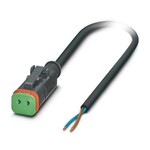 Kabel czujnika/urządzenia wykonawczego, 2-bieg., PUR bez halogenów, czarno-szary (RAL 7021), wolny koniec przewodu, na Gniazdo proste DEUTSCH DT06-2S Rygiel klipsowy, kodowanie: A, z 1 LED, Układ: niepodłączony, długość kabla: 10 m
