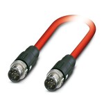 Kabel sieciowy, Sercos CAT5 (100 Mbit/s), 4-bieg., PCW/PCW, czerwony RAL 3020, ekranowany, Wtyki proste M12 SPEEDCON, kodowanie: D / IP67, na Wtyki proste M12 SPEEDCON, kodowanie: D / IP67, długość kabla: 2 m