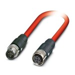 Kabel sieciowy, Sercos CAT5 (100 Mbit/s), 4-bieg., PCW/PCW, czerwony RAL 3020, ekranowany, Wtyki proste M12 SPEEDCON, kodowanie: D / IP67, na Gniazdo proste M12 SPEEDCON, kodowanie: D / IP67, długość kabla: 10 m