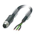 Kabel mocy, 3-bieg., PCW, czarny, Wtyki proste M12, kodowanie: S, na wolny koniec przewodu, długość kabla: 5 m, do prądu przemiennego do 16 A/690 V