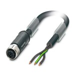 Kabel mocy, 3-bieg., PCW, czarny, wolny koniec przewodu, na Gniazdo proste M12, kodowanie: S, długość kabla: 5 m, do prądu przemiennego do 16 A/690 V