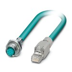 Kabel sieciowy, stopień ochrony: IP67/IP20, długość kabla: 2 m, liczba biegunów: 8, 1 Gb/s, CAT5, wyprowadzenie kabla: proste, Ethernet, 4x2xAWG26/19, S/UTP, morski RAL 5021
