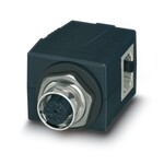 Przepust do szafy, M12, 4-pinowy, kodowanie D na gniazdo RJ45, wejście gniazdowe: 90°, IP65/67