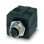 Przepust do szafy, M12, 4-pinowy, kodowanie D na gniazdo RJ45, wejście gniazdowe: 180°, IP65/67