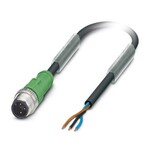 Kabel czujnika/urządzenia wykonawczego, 3-bieg., PCW, czarny RAL 9005, Wtyki proste M12, kodowanie: A, na wolny koniec przewodu, długość kabla: 1,5 m