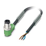 Kabel czujnika/urządzenia wykonawczego, 3-bieg., PCW, czarny RAL 9005, Wtyki kątowy M12, kodowanie: A, na wolny koniec przewodu, długość kabla: 1,5 m