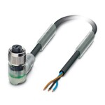 Kabel czujnika/urządzenia wykonawczego, 3-bieg., PCW, czarny RAL 9005, wolny koniec przewodu, na Gniazdo kątowy M12, kodowanie: A, z 2 LED, długość kabla: 3 m