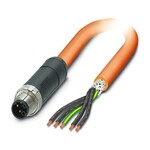 Kabel mocy, 5-bieg., PUR bez halogenów, pomarańczowy RAL 2003, ekranowany (Advanced Shielding Technology), Wtyki proste M12, kodowanie: K, na wolny koniec przewodu, długość kabla: 5 m, do prądu przemiennego do 16 A/690 V