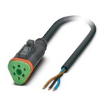 Kabel czujnika/urządzenia wykonawczego, 3-bieg., PUR bez halogenów, czarno-szary (RAL 7021), wolny koniec przewodu, na Gniazdo proste DEUTSCH DT06-3S Rygiel klipsowy, kodowanie: A, Układ: niepodłączony, długość kabla: 5 m