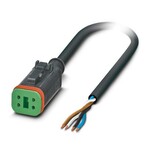 Kabel czujnika/urządzenia wykonawczego, 4-bieg., PUR bez halogenów, czarno-szary (RAL 7021), wolny koniec przewodu, na Gniazdo proste DEUTSCH DT06-4S Rygiel klipsowy, kodowanie: A, Układ: niepodłączony, długość kabla: 1,5 m