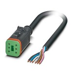 Kabel czujnika/urządzenia wykonawczego, 6-bieg., PUR bez halogenów, czarno-szary (RAL 7021), wolny koniec przewodu, na Gniazdo proste DEUTSCH DT06-6S Rygiel klipsowy, kodowanie: A, Układ: niepodłączony, długość kabla: 1,5 m