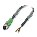 Kabel czujnika/urządzenia wykonawczego, 4-bieg., PCW, czarny RAL 9005, Wtyki proste M8, kodowanie: A, na wolny koniec przewodu, długość kabla: 1,5 m