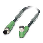 Kabel czujnika/urządzenia wykonawczego, 4-bieg., PCW, czarny RAL 9005, Wtyki proste M8, kodowanie: A, na Gniazdo kątowy M8, kodowanie: A, długość kabla: 0,3 m