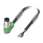 Kabel czujnika/urządzenia wykonawczego, 4-bieg., PCW, czarny RAL 9005, Wtyki kątowy M12, kodowanie: A, na wolny koniec przewodu, długość kabla: 1,5 m