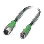 Kabel czujnika/urządzenia wykonawczego, 4-bieg., PCW, czarny RAL 9005, Wtyki proste M12, kodowanie: A, na Gniazdo proste M8, kodowanie: A, długość kabla: 3 m