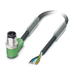 Kabel czujnika/urządzenia wykonawczego, 5-bieg., PCW, czarny RAL 9005, Wtyki kątowy M12, kodowanie: A, na wolny koniec przewodu, długość kabla: 1,5 m